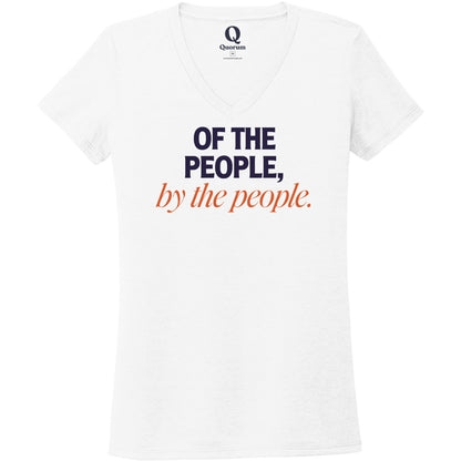 "Of the People, by the People." Quorum Women's Tri-Blend V-Neck front print in Bright White