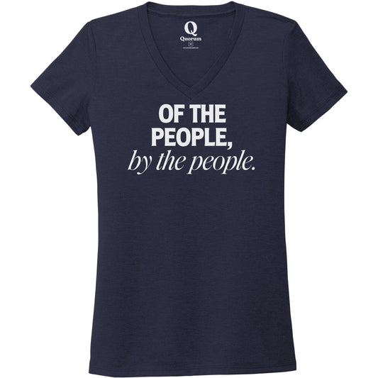 "Of the People, by the People." Quorum Women's Tri-Blend V-Neck editorial print in Night Sky Navy