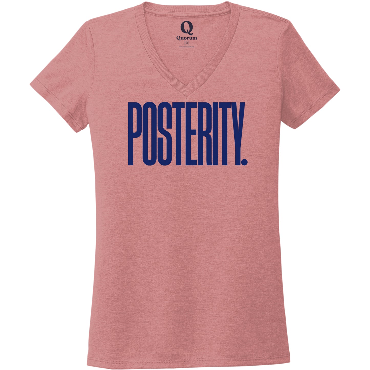 "Posterity." Quorum Women's Tri-Blend V-Neck front print in Vintage Rose