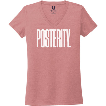 "Posterity." Quorum Women's Tri-Blend V-Neck editorial print in Vintage Rose