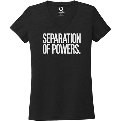 "Separation of Powers." Quorum Women's Tri-Blend V-Neck editorial print in Deep Black