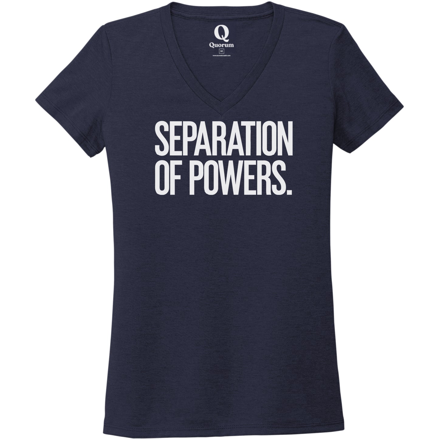 "Separation of Powers." Quorum Women's Tri-Blend V-Neck editorial print in Night Sky Navy