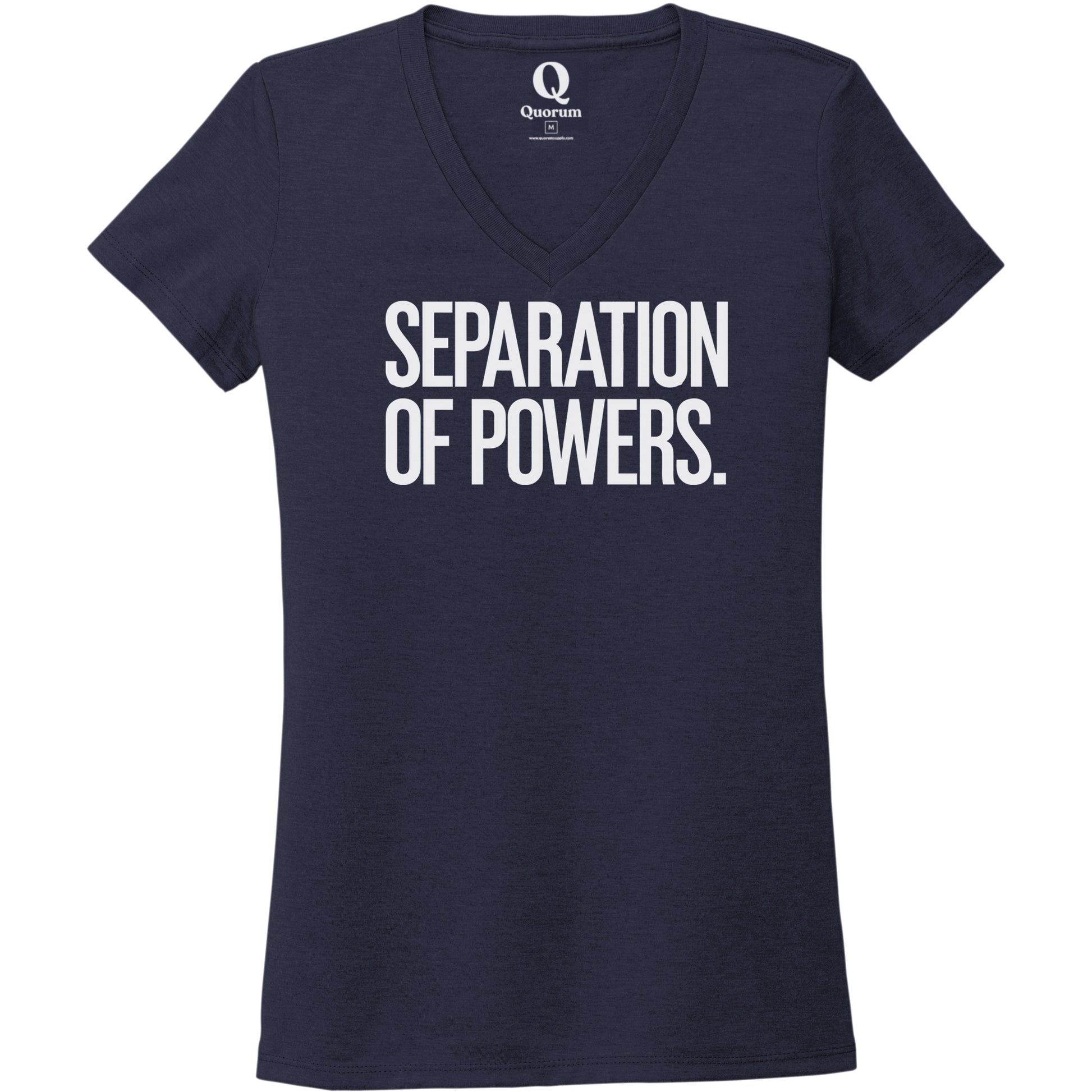 "Separation of Powers." Quorum Women's Tri-Blend V-Neck editorial print in Night Sky Navy