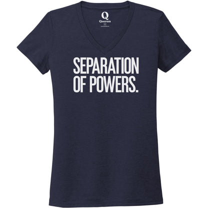 "Separation of Powers." Quorum Women's Tri-Blend V-Neck editorial print in Night Sky Navy