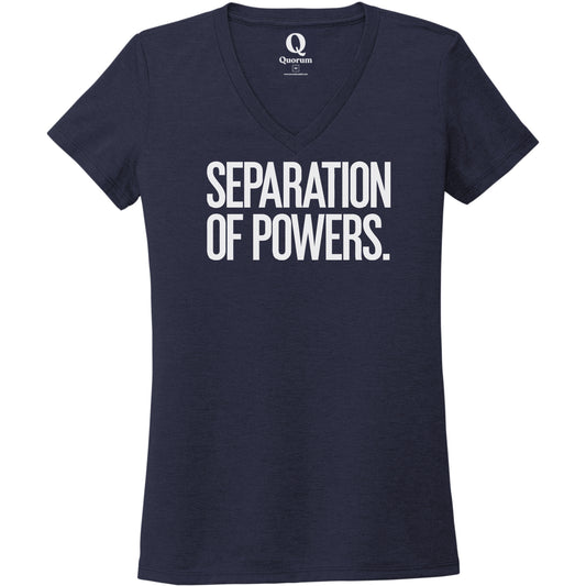 "Separation of Powers." Quorum Women's Tri-Blend V-Neck editorial print in Night Sky Navy