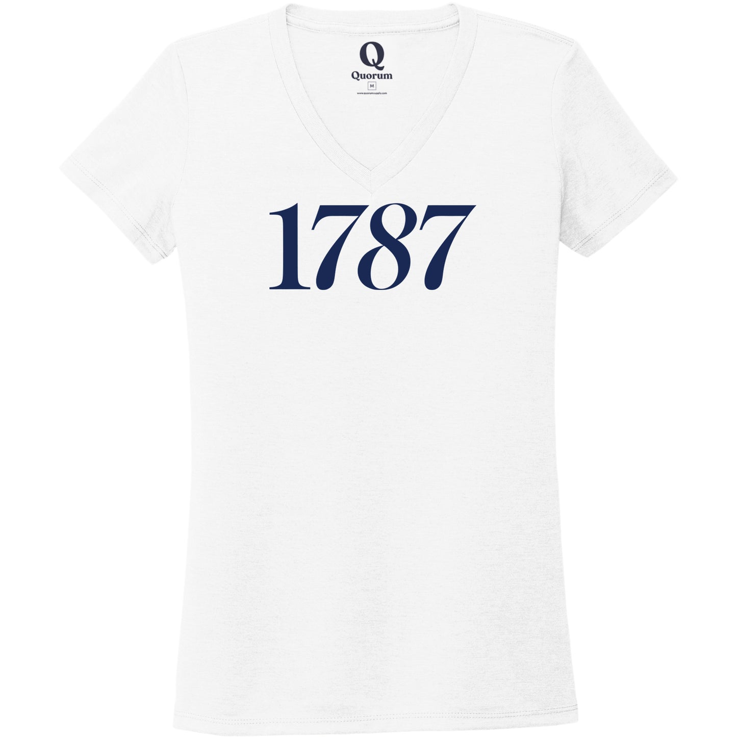 "1787." Quorum Women's Tri-Blend V-Neck front print in Bright White