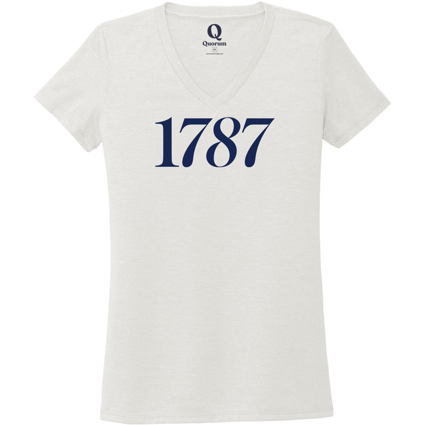 "1787." Quorum Women's Tri-Blend V-Neck front print in Fairly White