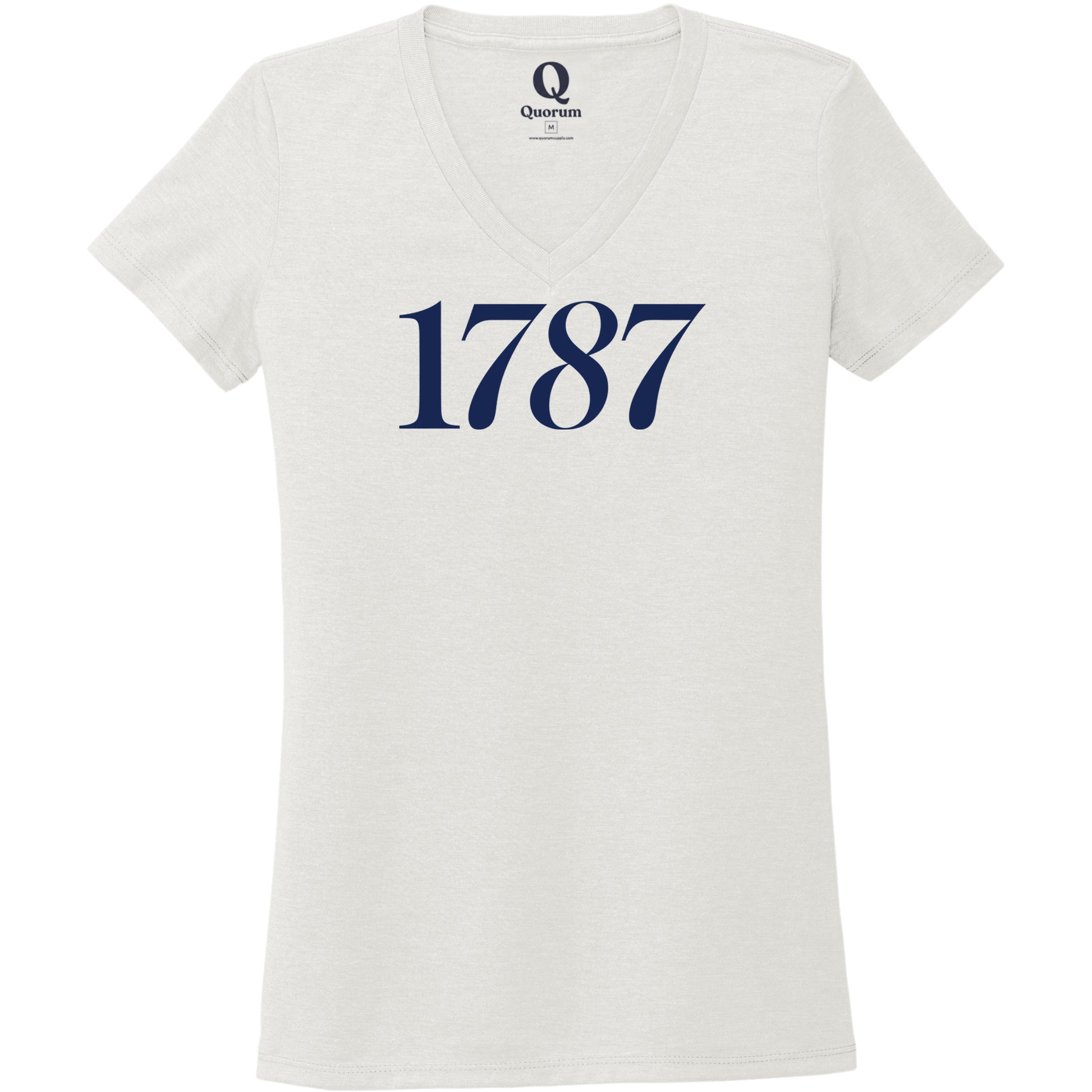"1787." Quorum Women's Tri-Blend V-Neck front print in Fairly White