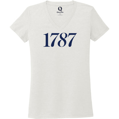 "1787." Quorum Women's Tri-Blend V-Neck front print in Fairly White