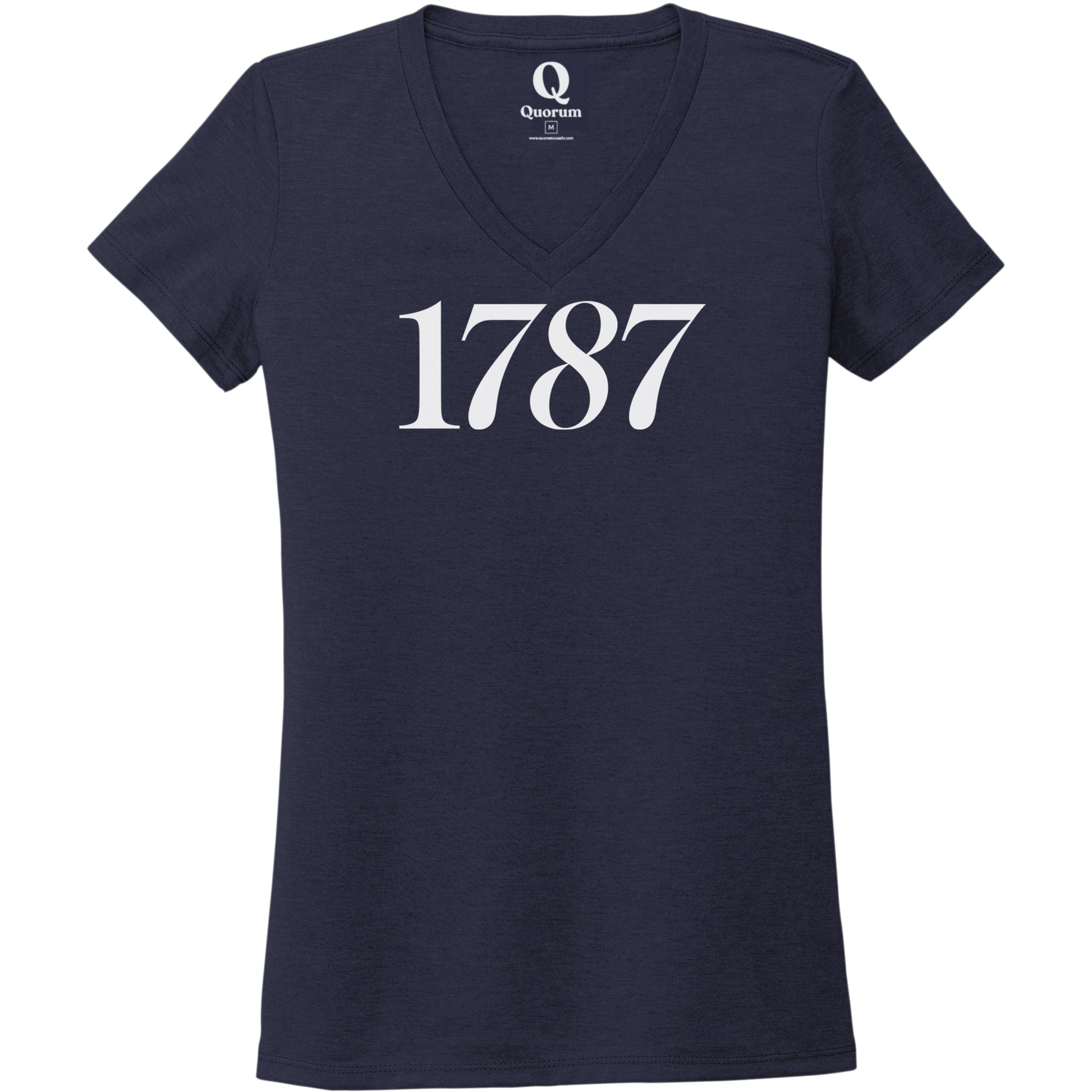 "1787." Quorum Women's Tri-Blend V-Neck editorial print in Night Sky Navy