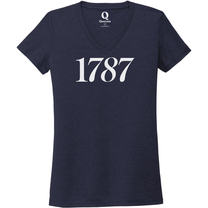 "1787." Quorum Women's Tri-Blend V-Neck editorial print in Night Sky Navy