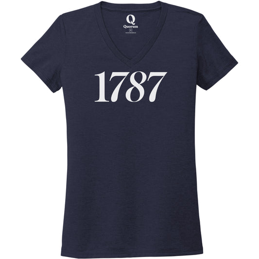 "1787." Quorum Women's Tri-Blend V-Neck editorial print in Night Sky Navy