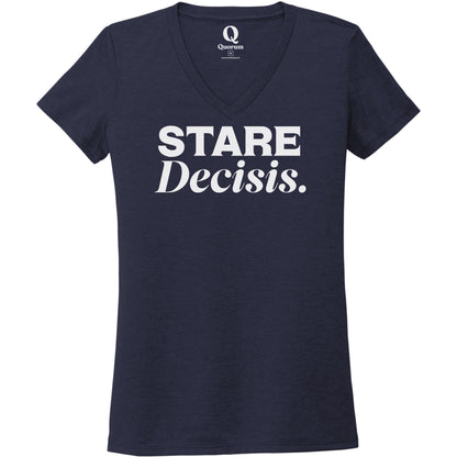 "Stare Decisis." Quorum Women's Tri-Blend V-Neck editorial print in Night Sky Navy