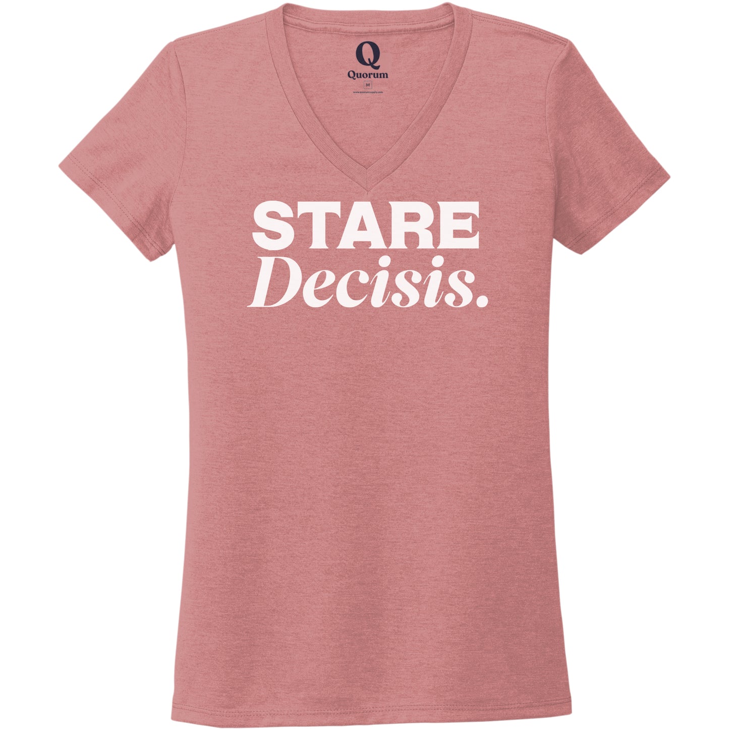 "Stare Decisis." Quorum Women's Tri-Blend V-Neck editorial print in Vintage Rose