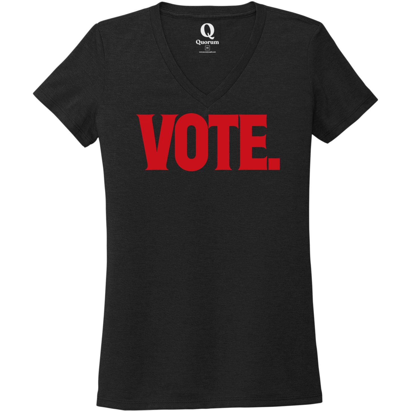 "Vote." Quorum Women's Tri-Blend V-Neck front print in Deep Black
