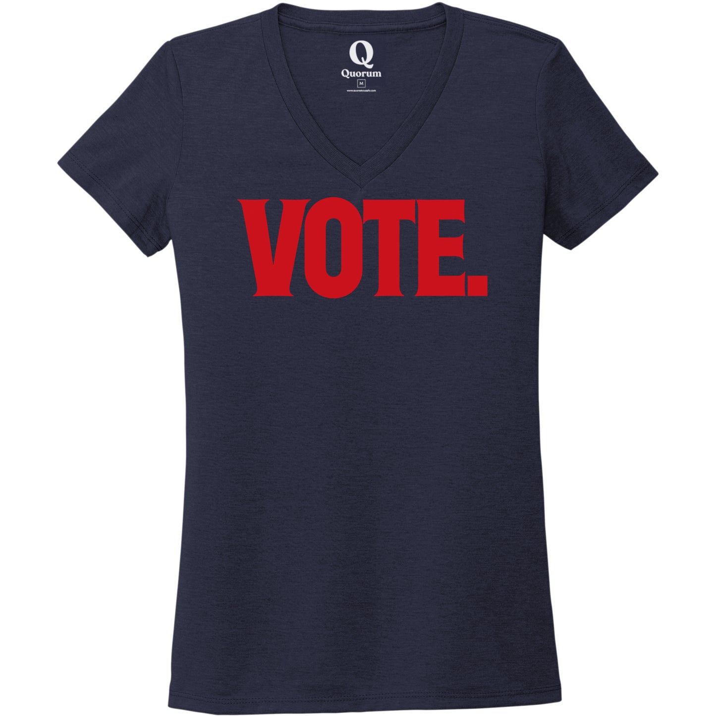 "Vote." Quorum Women's Tri-Blend V-Neck front print in Night Sky Navy