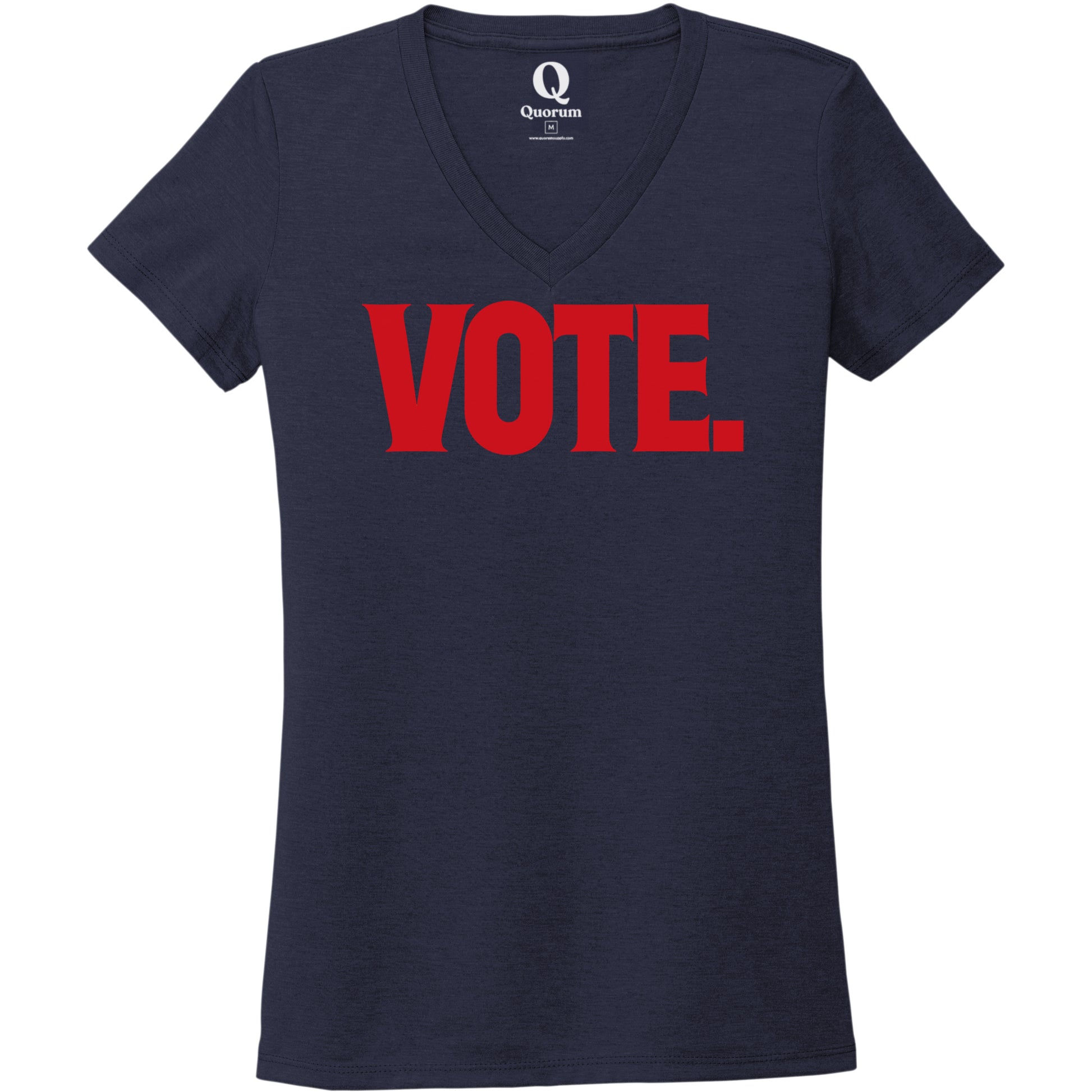 "Vote." Quorum Women's Tri-Blend V-Neck front print in Night Sky Navy