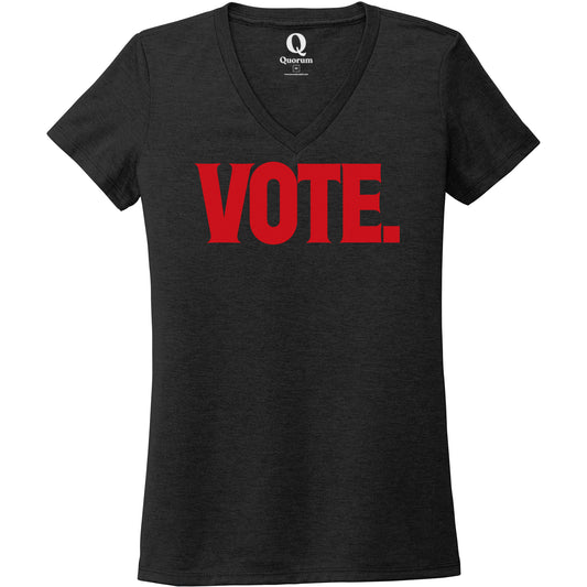 "Vote." Quorum Women's Tri-Blend V-Neck front print in Space Black