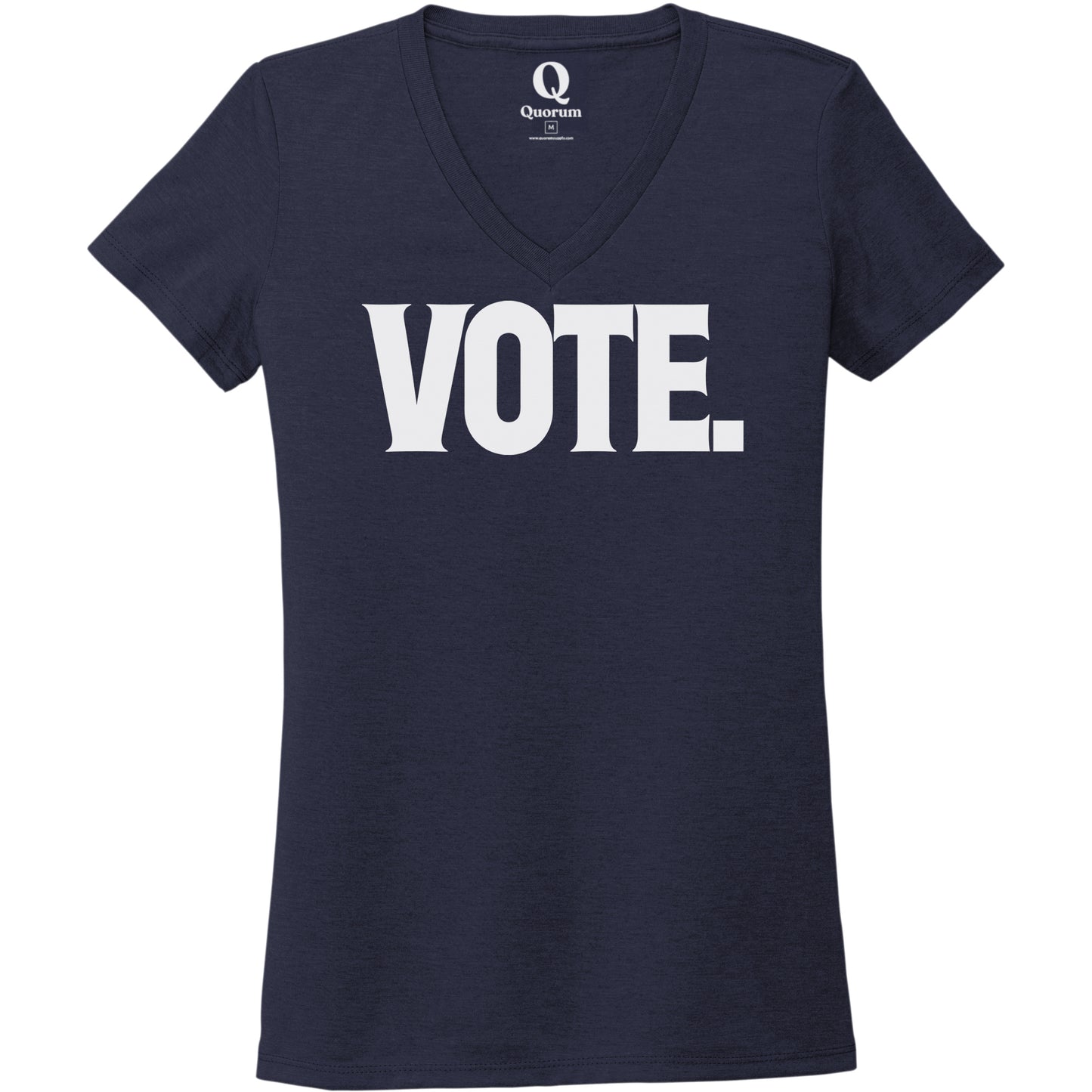 "Vote." Quorum Women's Tri-Blend V-Neck editorial print in Night Sky Navy