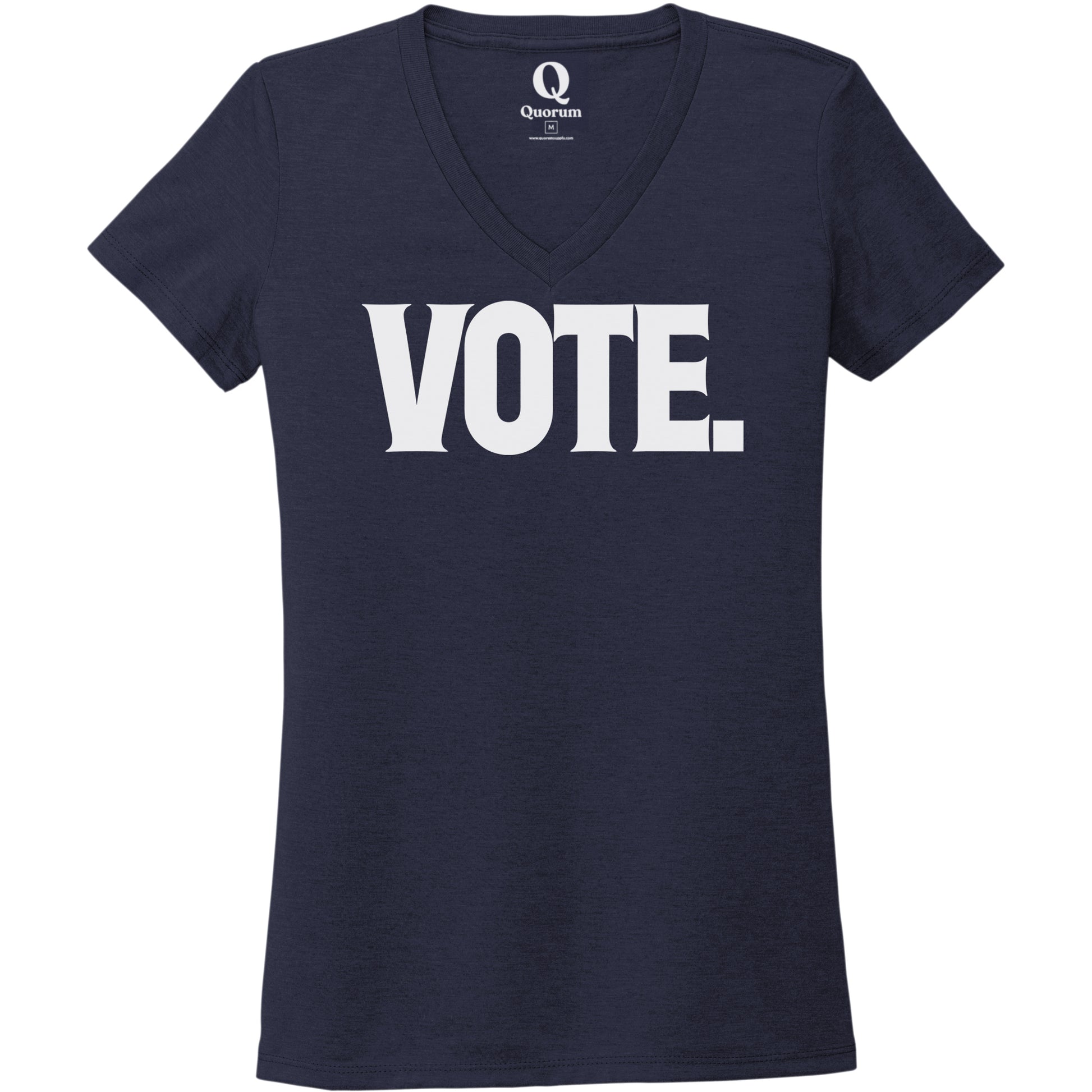 "Vote." Quorum Women's Tri-Blend V-Neck editorial print in Night Sky Navy