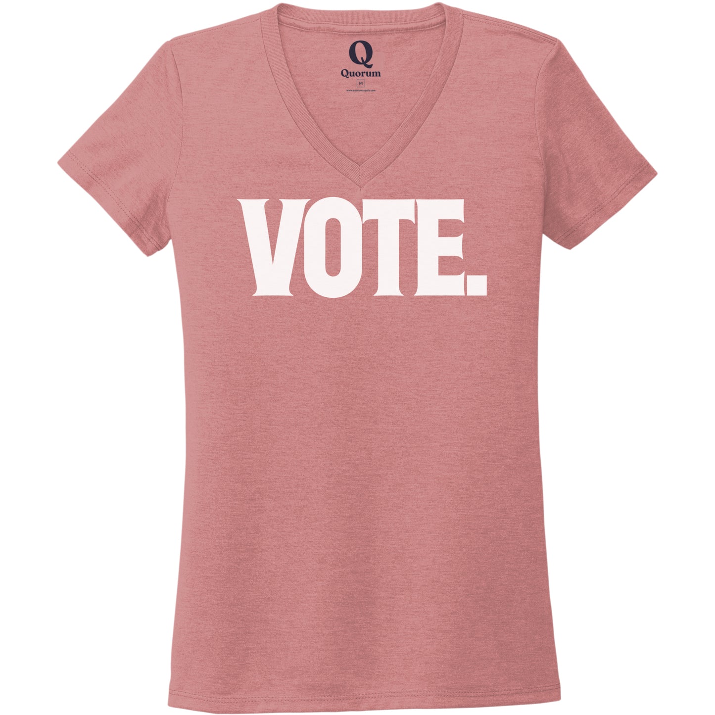 "Vote." Quorum Women's Tri-Blend V-Neck editorial print in Vintage Rose