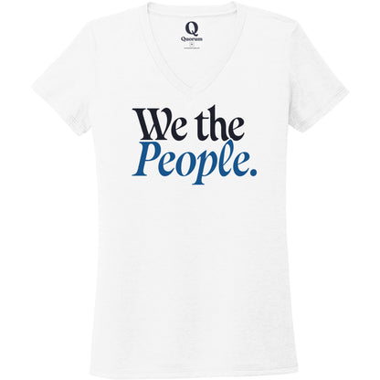 "We the People." Quorum Women's Tri-Blend V-Neck front print in Bright White