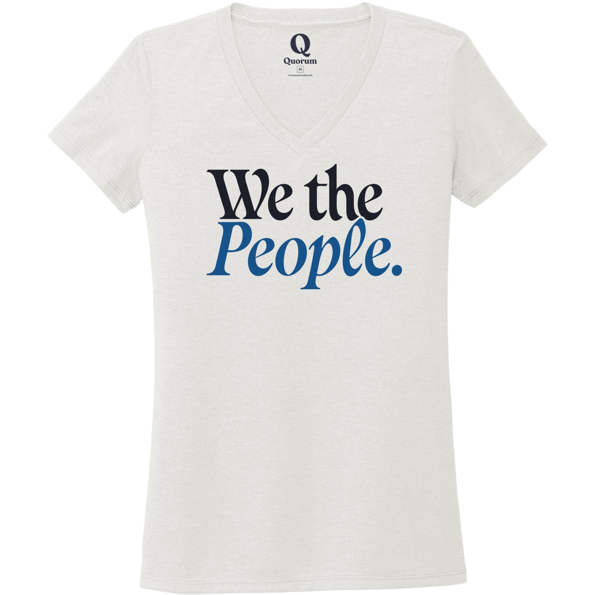 "We the People." Quorum Women's Tri-Blend V-Neck front print in Fairly White
