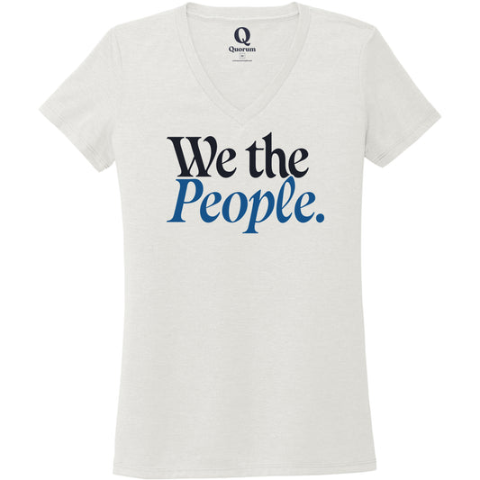 "We the People." Quorum Women's Tri-Blend V-Neck front print in Fairly White
