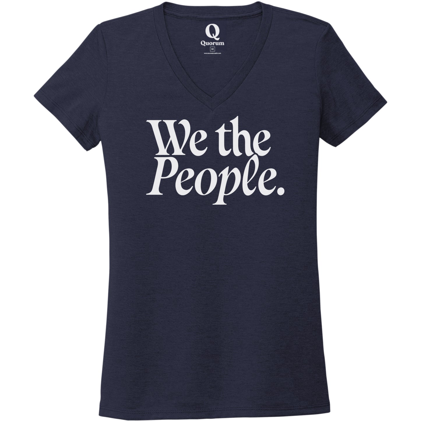 "We the People." Quorum Women's Tri-Blend V-Neck editorial print in Night Sky Navy