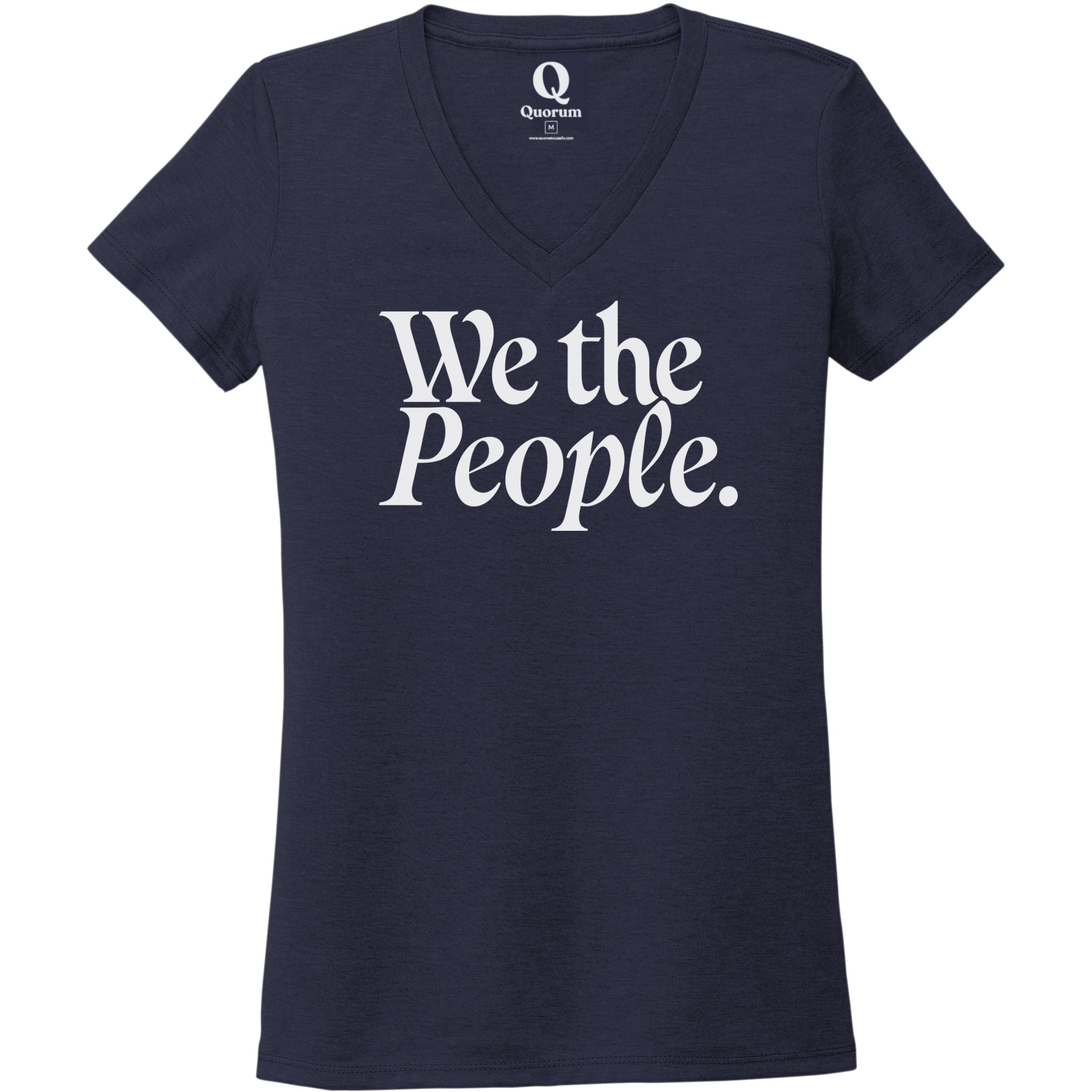 "We the People." Quorum Women's Tri-Blend V-Neck editorial print in Night Sky Navy
