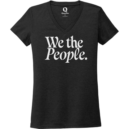 "We the People." Quorum Women's Tri-Blend V-Neck editorial print in Space Black