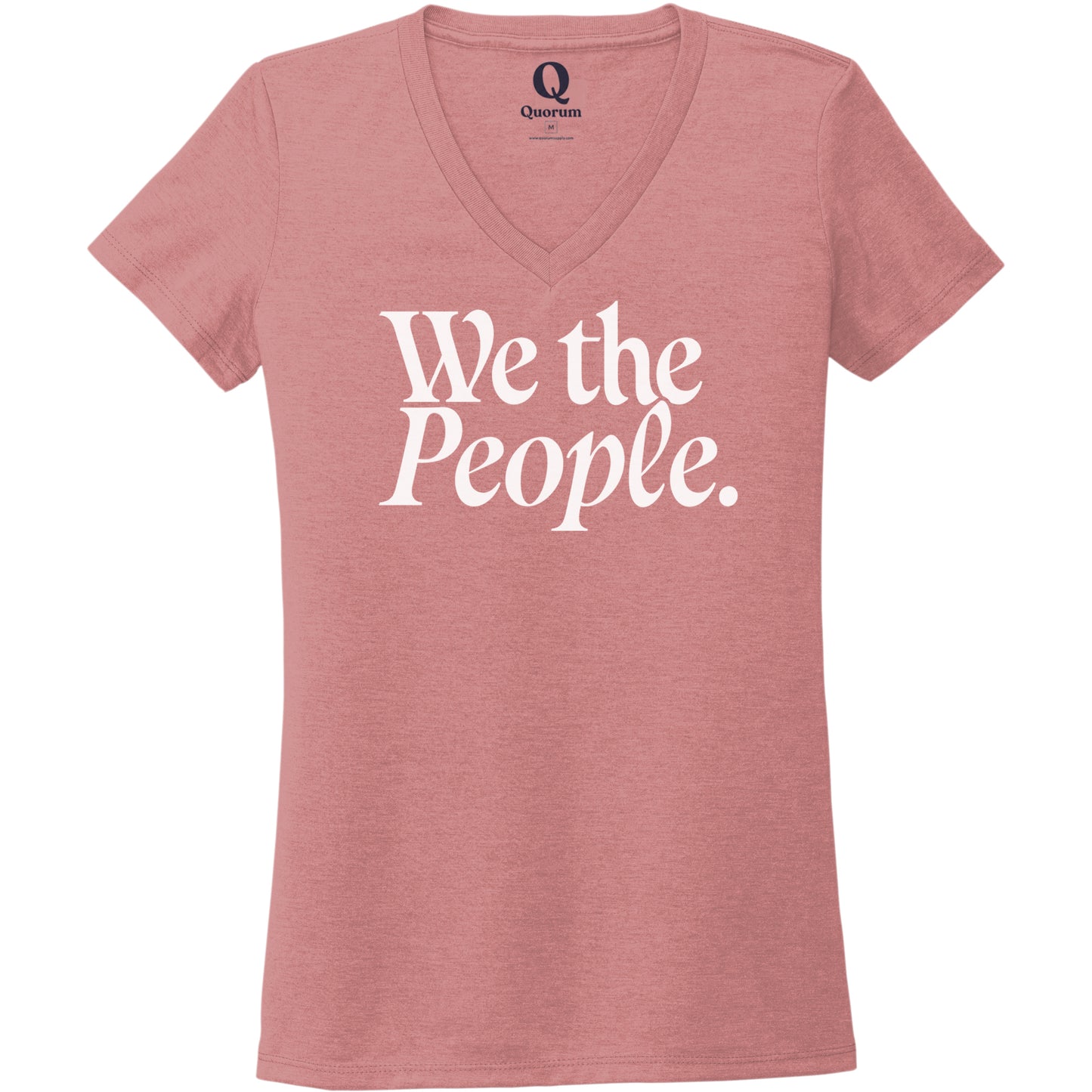 "We the People." Quorum Women's Tri-Blend V-Neck editorial print in Vintage Rose