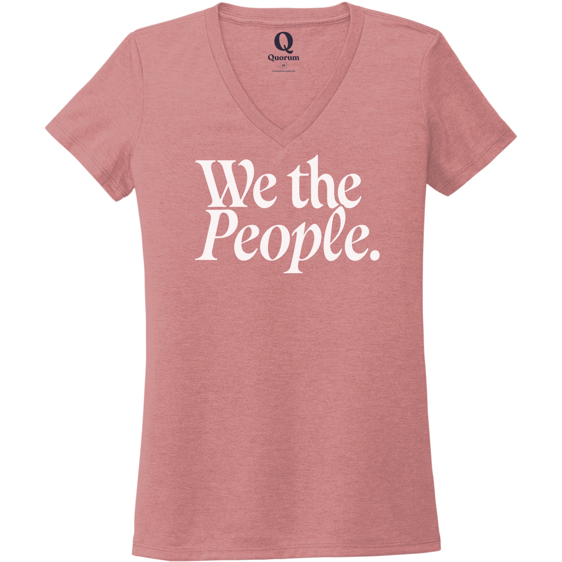 "We the People." Quorum Women's Tri-Blend V-Neck editorial print in Vintage Rose