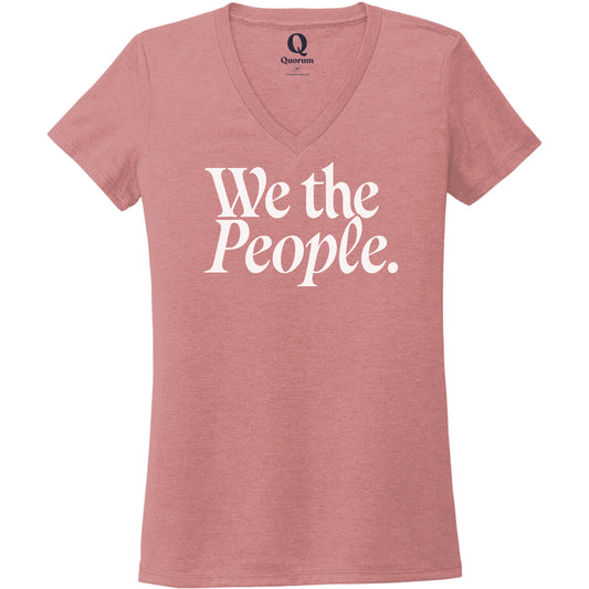 "We the People." Quorum Women's Tri-Blend V-Neck editorial print in Vintage Rose
