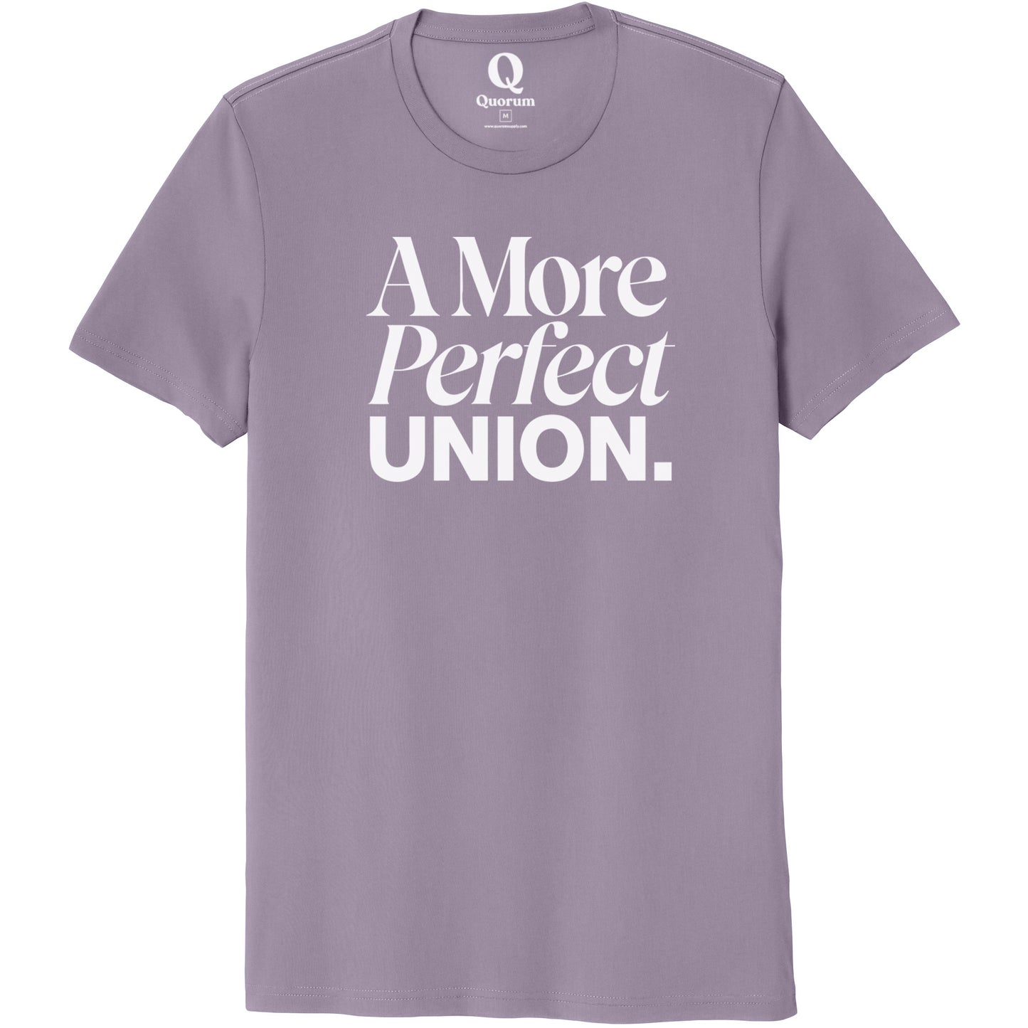 "A More Perfect Union." Quorum Unisex 100% Organic Cotton Tee editorial print in Cosmic Purple