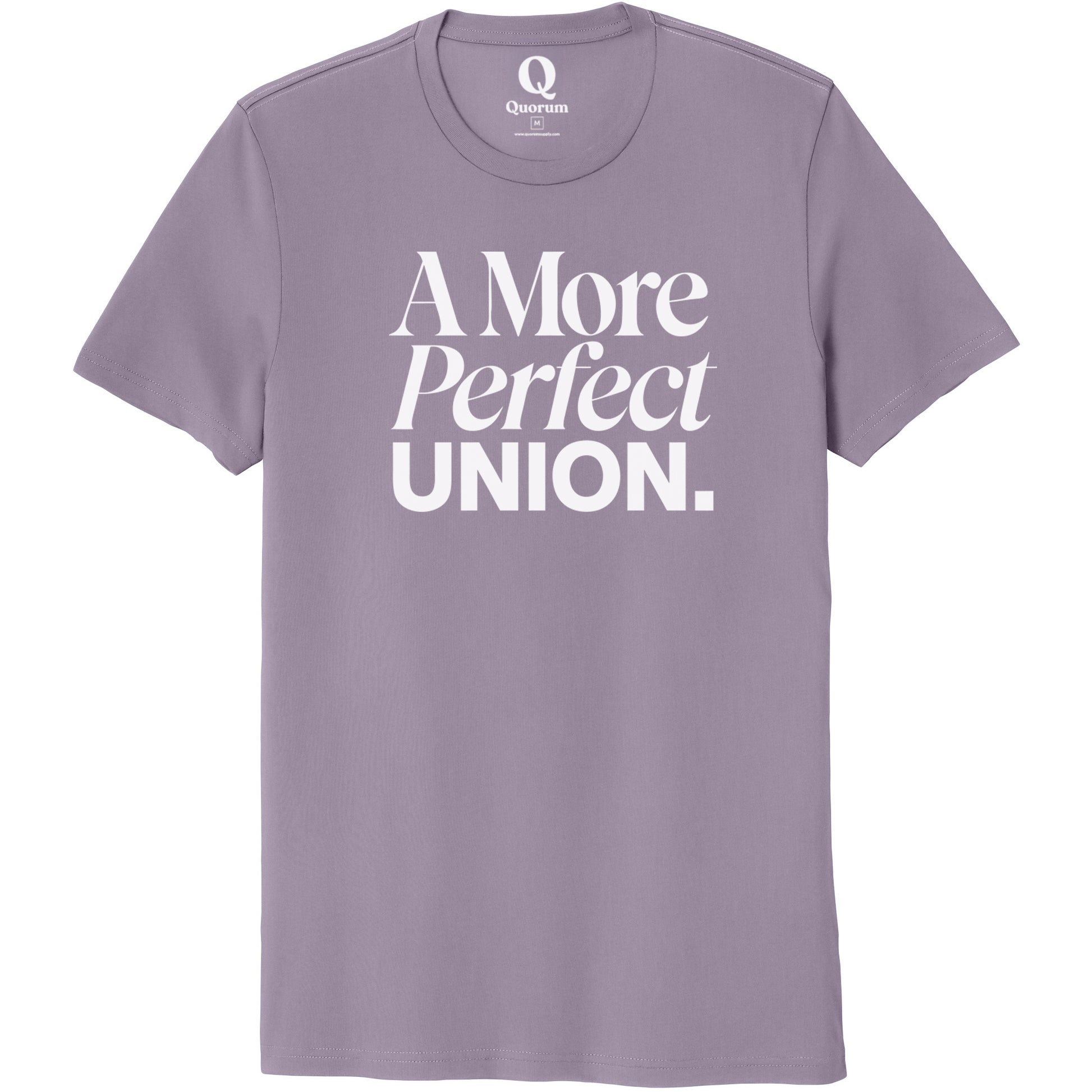 "A More Perfect Union." Quorum Unisex 100% Organic Cotton Tee editorial print in Cosmic Purple
