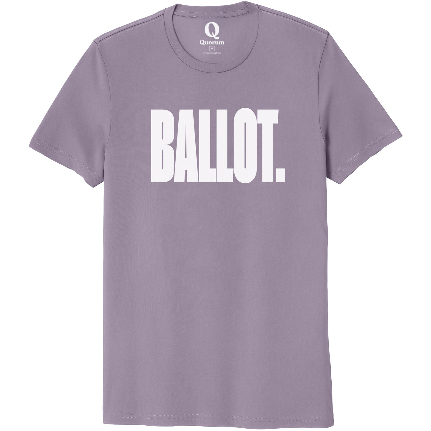 "Ballot." Quorum Unisex 100% Organic Cotton Tee editorial print in Cosmic Purple
