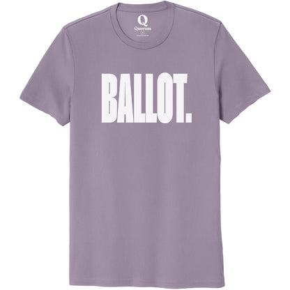 "Ballot." Quorum Unisex 100% Organic Cotton Tee editorial print in Cosmic Purple
