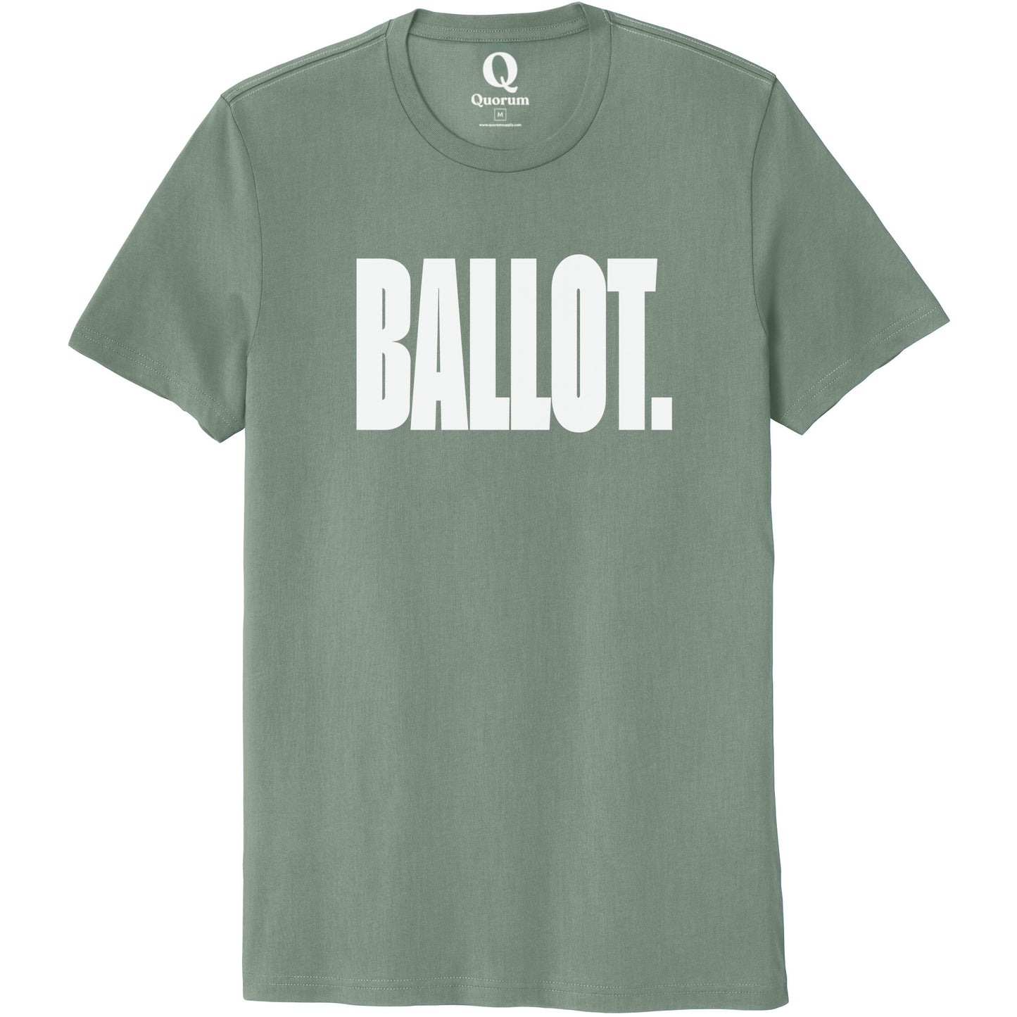 "Ballot." Quorum Unisex 100% Organic Cotton Tee editorial print in Matcha Green