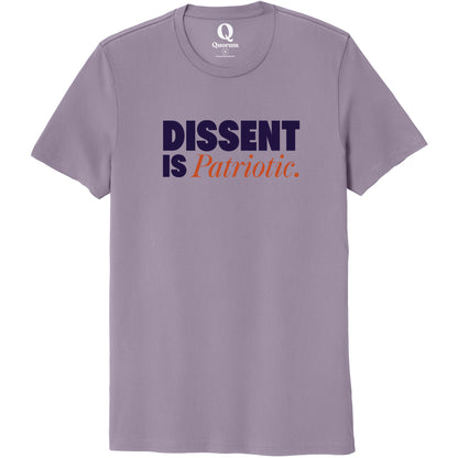 "Dissent is Patriotic." Quorum Unisex 100% Organic Cotton Tee front print in Cosmic Purple