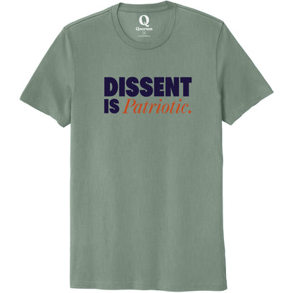 "Dissent is Patriotic." Quorum Unisex 100% Organic Cotton Tee front print in Matcha Green
