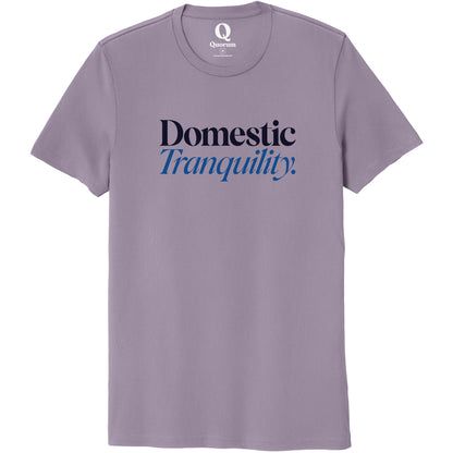 "Domestic Tranquility." Quorum Unisex 100% Organic Cotton Tee front print in Cosmic Purple