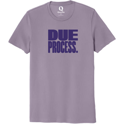 "Due Process." Quorum Unisex 100% Organic Cotton Tee front print in Cosmic Purple