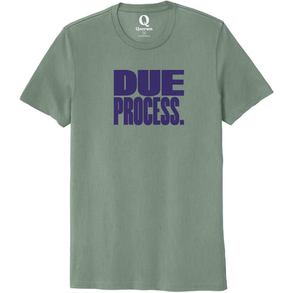 "Due Process." Quorum Unisex 100% Organic Cotton Tee front print in Matcha Green