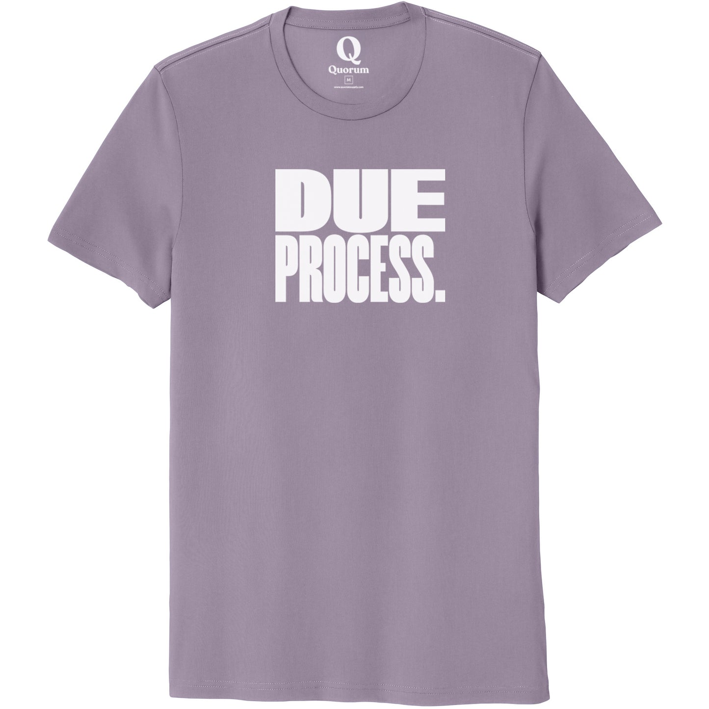 "Due Process." Quorum Unisex 100% Organic Cotton Tee editorial print in Cosmic Purple