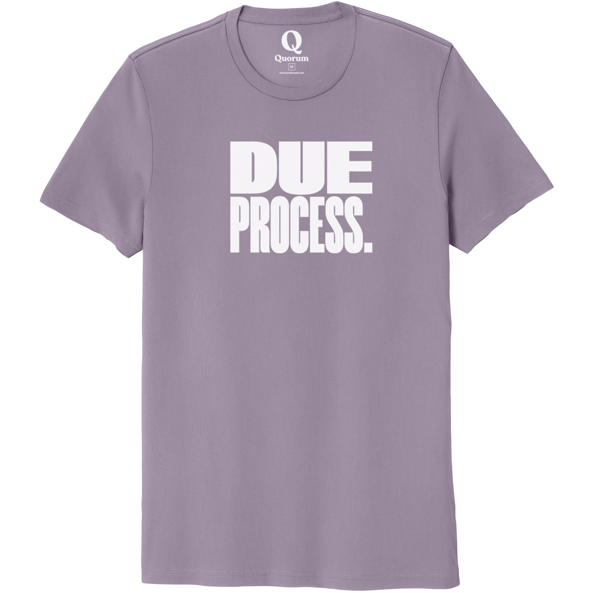 "Due Process." Quorum Unisex 100% Organic Cotton Tee editorial print in Cosmic Purple