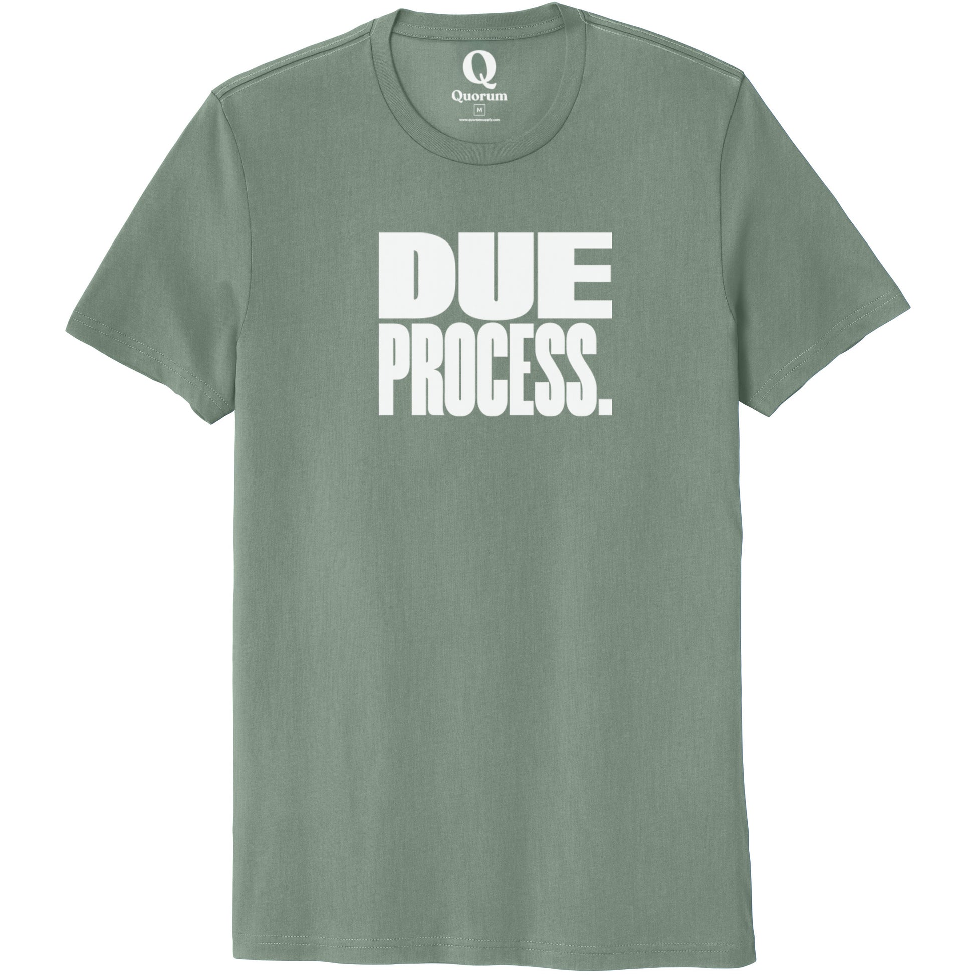 "Due Process." Quorum Unisex 100% Organic Cotton Tee editorial print in Matcha Green