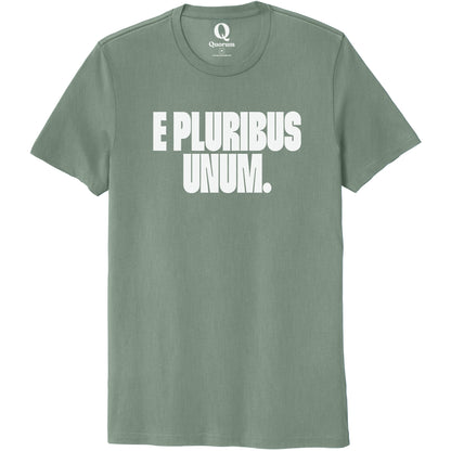 "E Pluribus Unum." Quorum Unisex 100% Organic Cotton Tee editorial print in Matcha Green