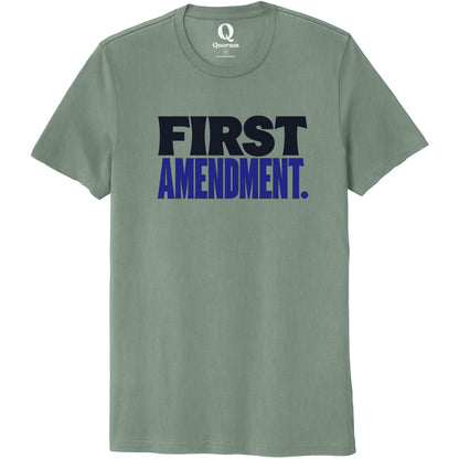 "First Amendment." Quorum Unisex 100% Organic Cotton Tee front print in Matcha Green