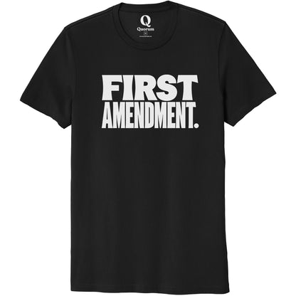 "First Amendment." Quorum Unisex 100% Organic Cotton Tee editorial print in Deep Black